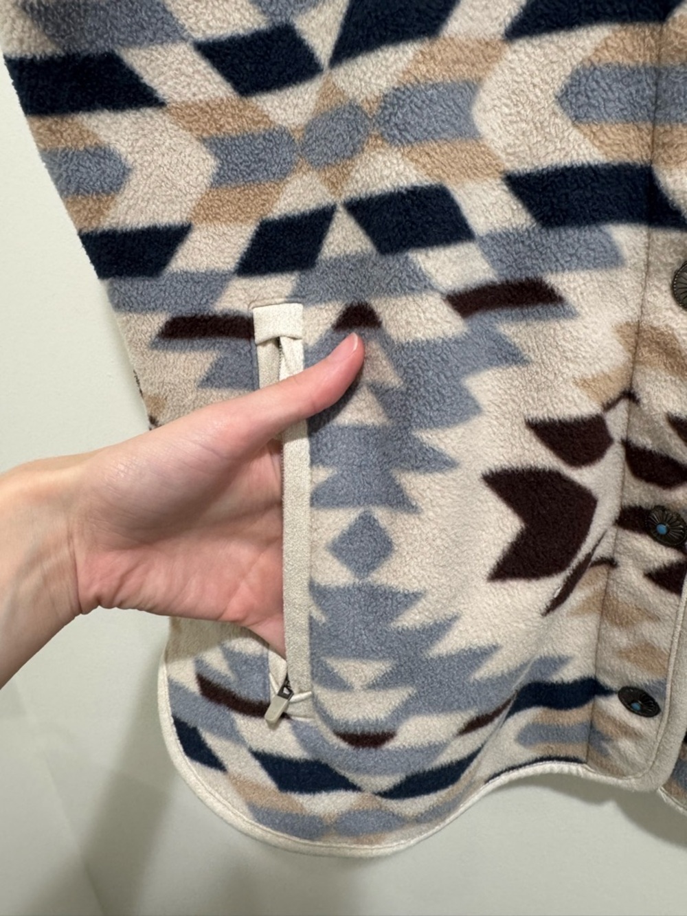 Shyanne Southwestern Aztec Fleece Vest‎ Snap Front Western Print XS - Picture 7 of 16